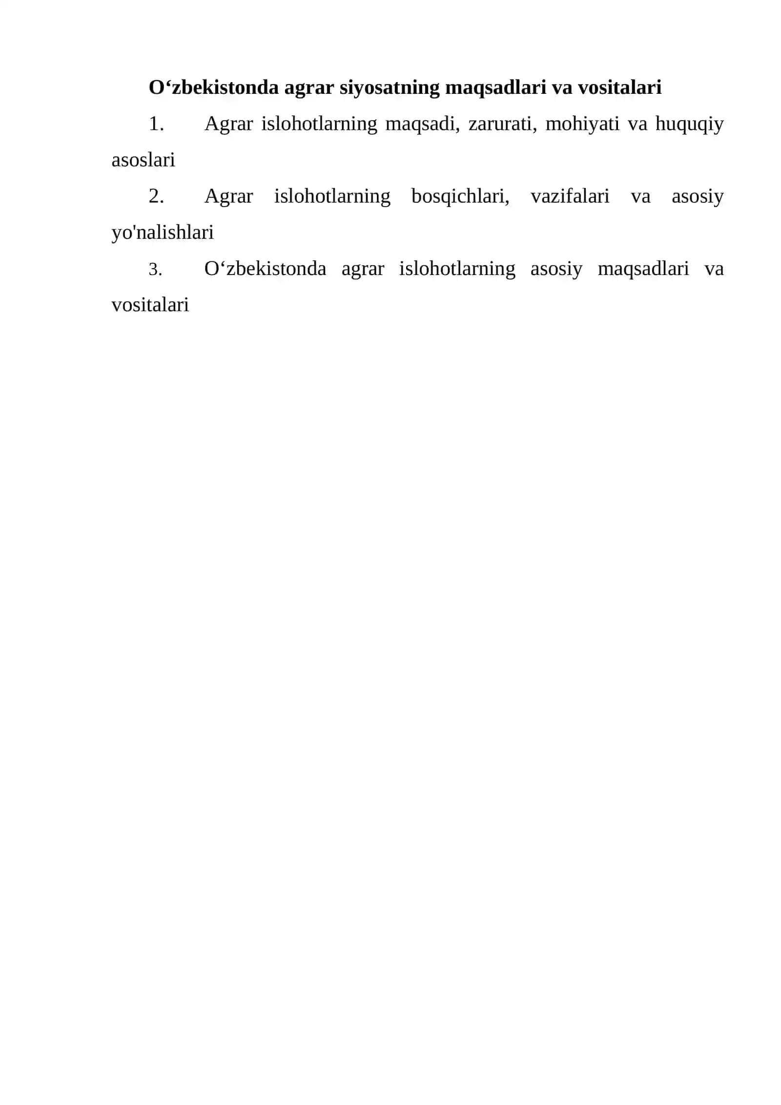 Agrar siyosatning maqsadlari va vositalari 2