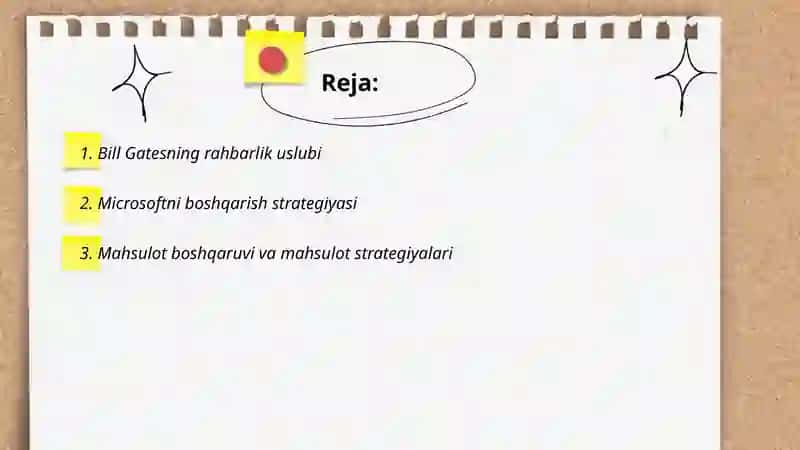 Bill Gatesning boshqaruv ishlari haqida 2