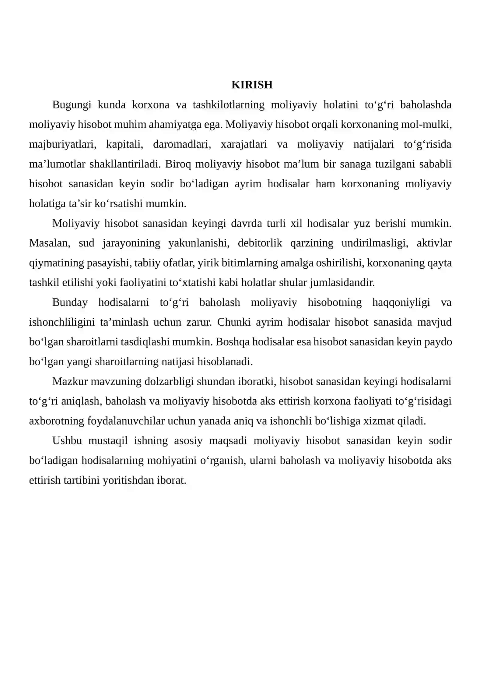 Moliyaviy Hisobot Sanasidan so‘ng Ro‘y Berishi Mumkin Bo‘lgan Holatlarni Baholash 2