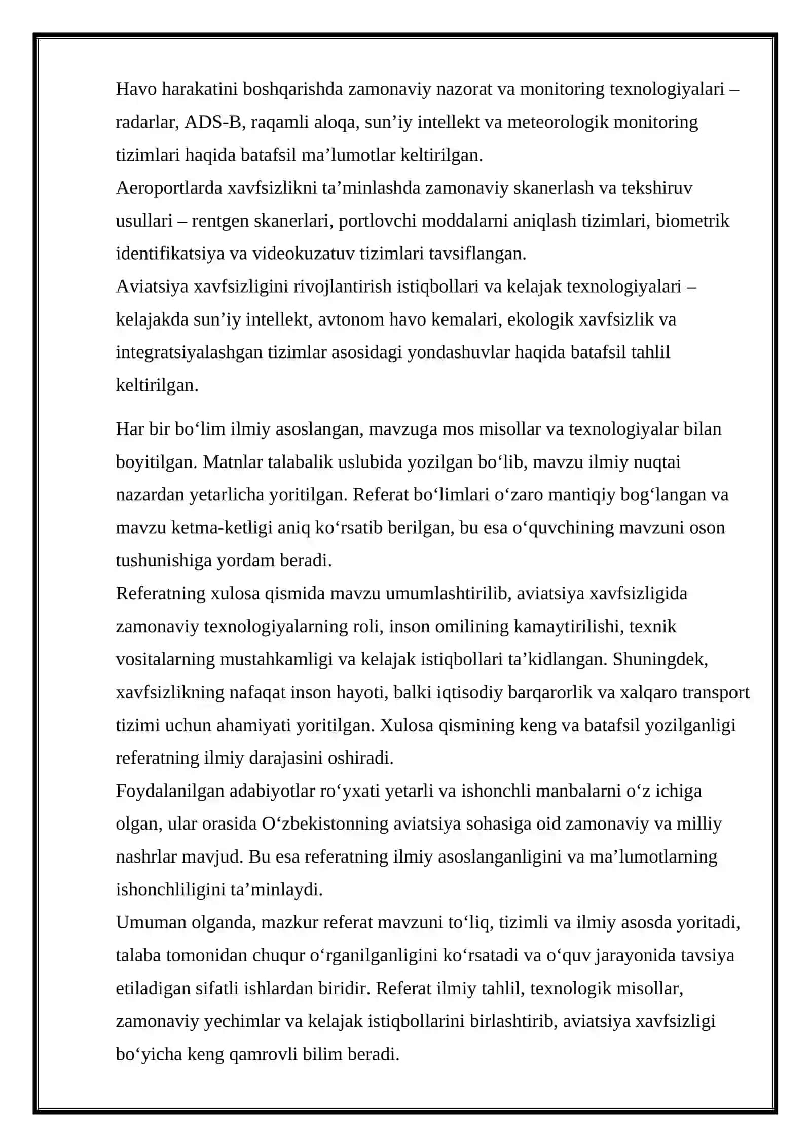 Aviatsiya xavfsizligini ta’minlashda zamonaviy texnologiyalar 2