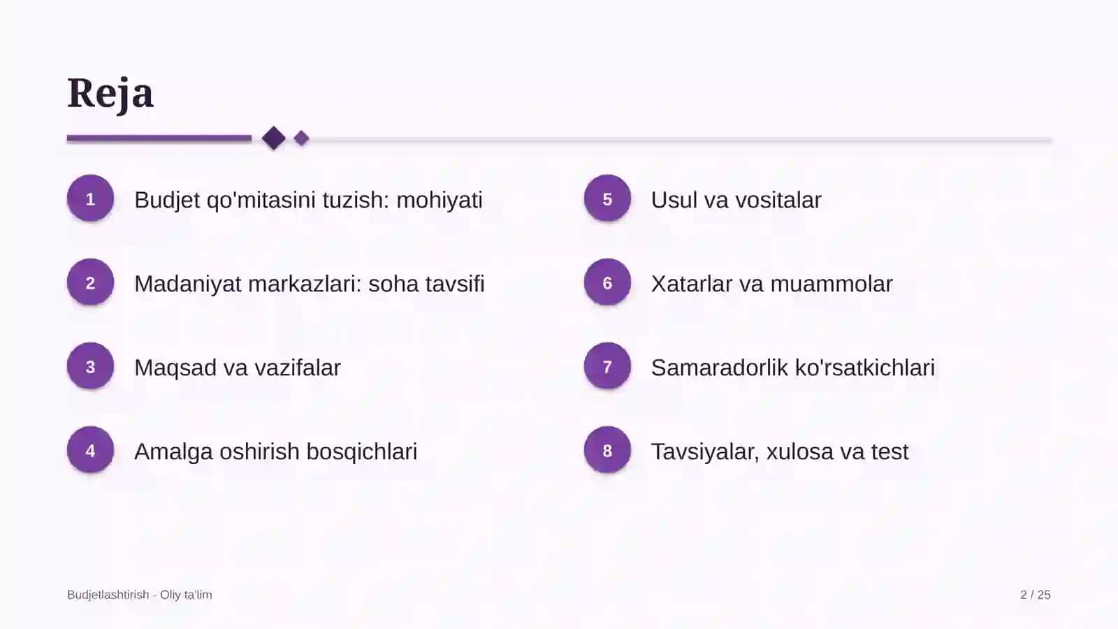 Madaniyat markazlarida budjet qo'mitasini tuzish 2