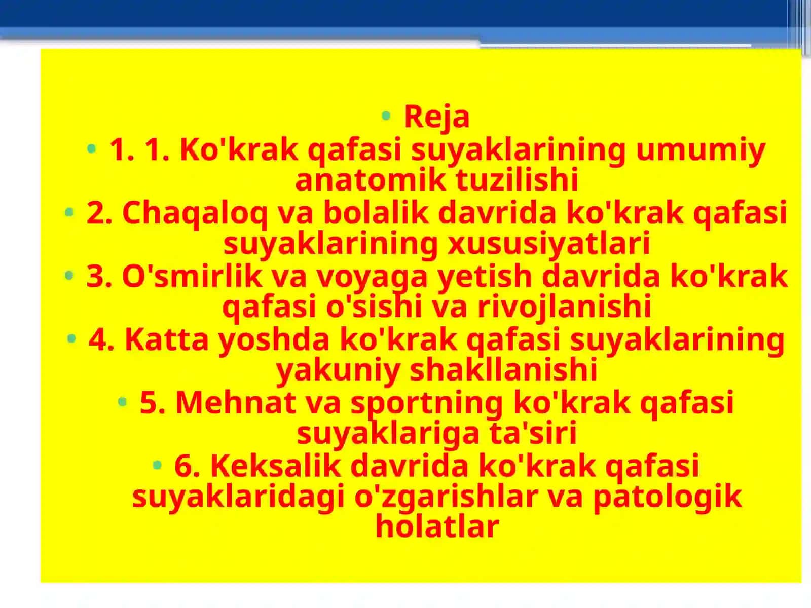 Ko'krak qafasi suyaklarining tuzilishi 2