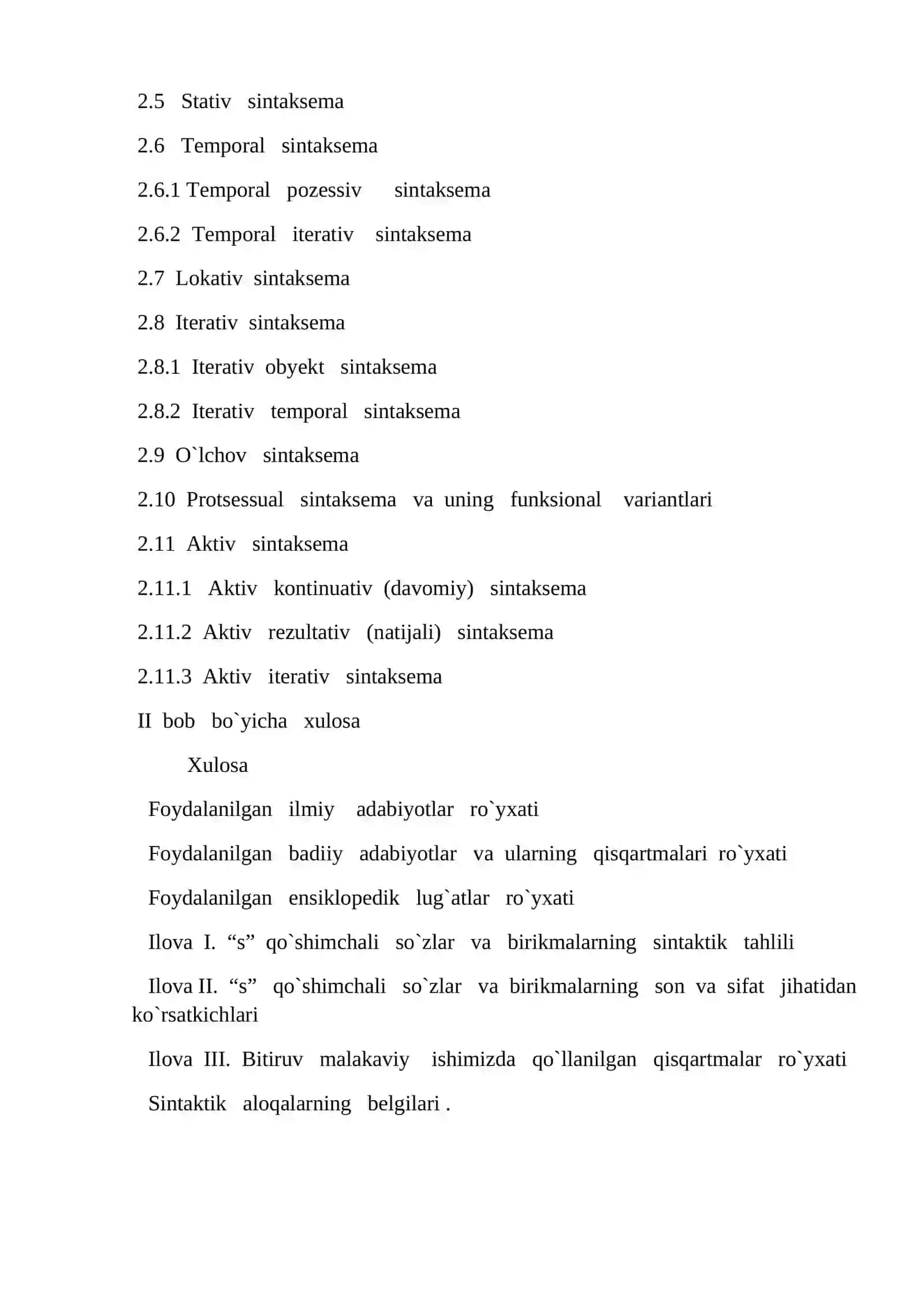 Hozirgi zamon ingliz tili gaplari strukturasida “s” qo`shimchali so`zlar va birikmalarning sintaktik – semantic xususiyatlari 2