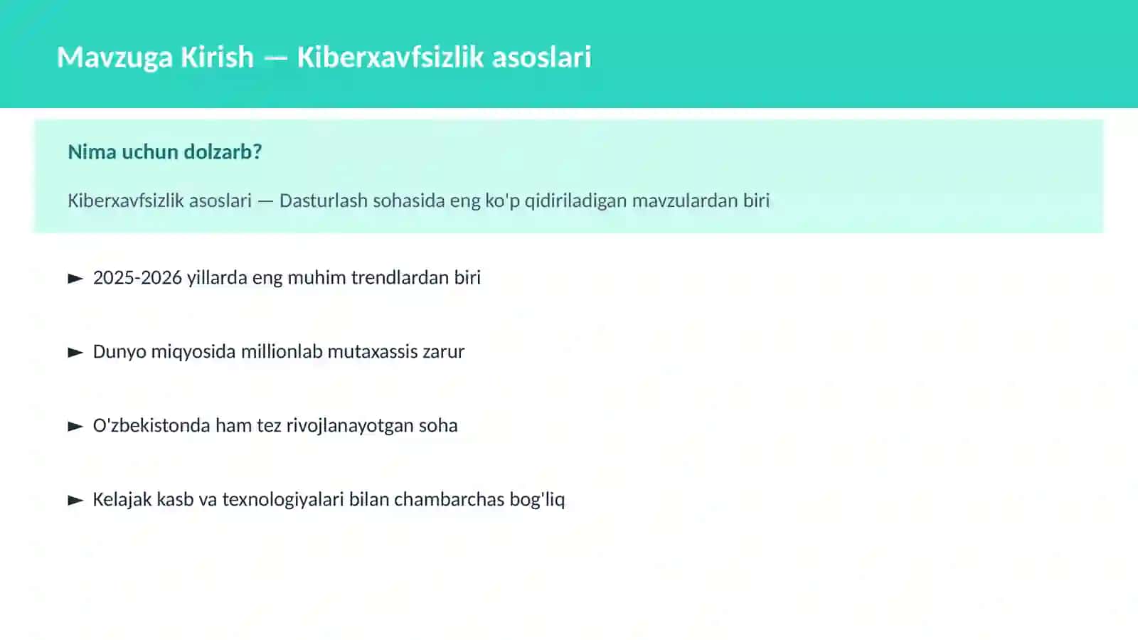 Kiberxavfsizlik asoslari 2