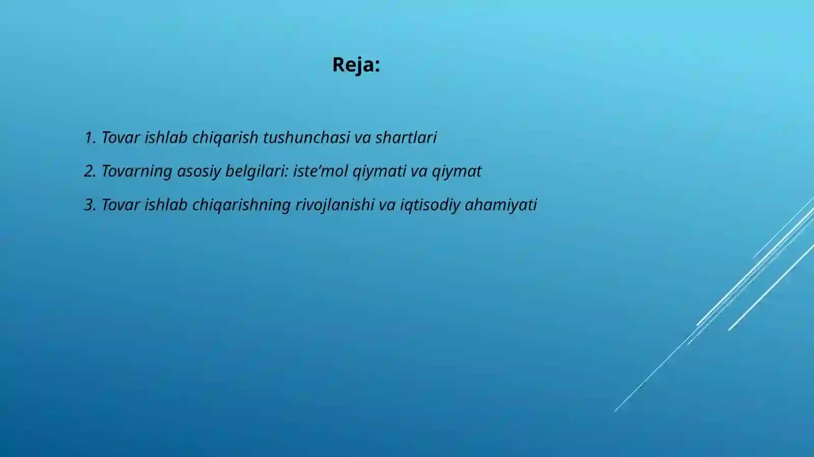 Tovar ishlab chiqarish va uning asosiy belgilari 2