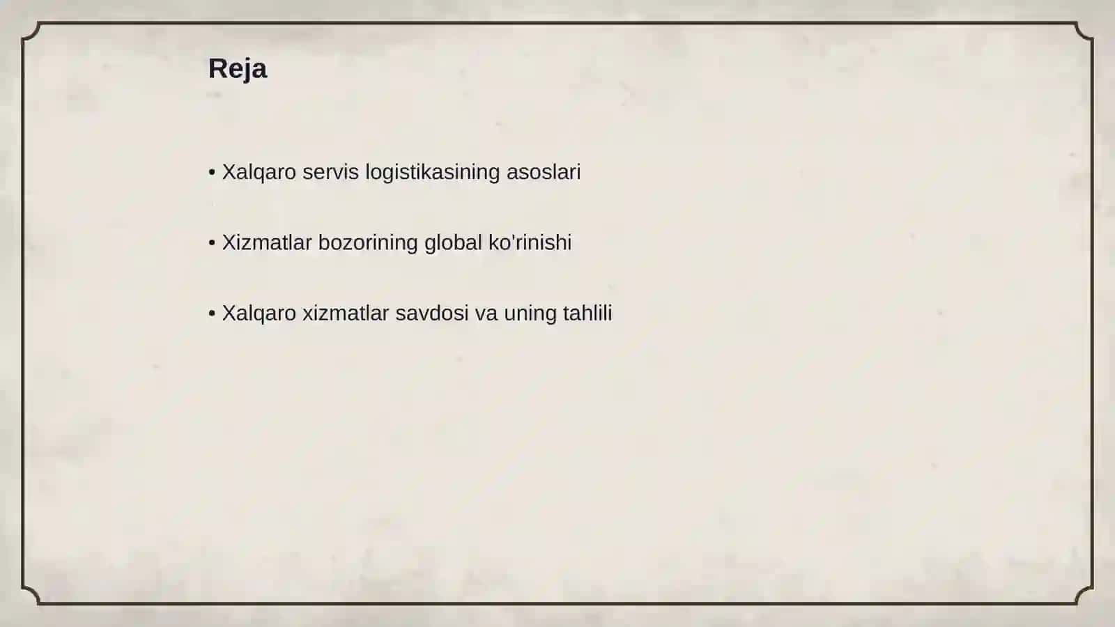 Xalqaro servis logistikasida xalqaro xizmatlar bozori 2