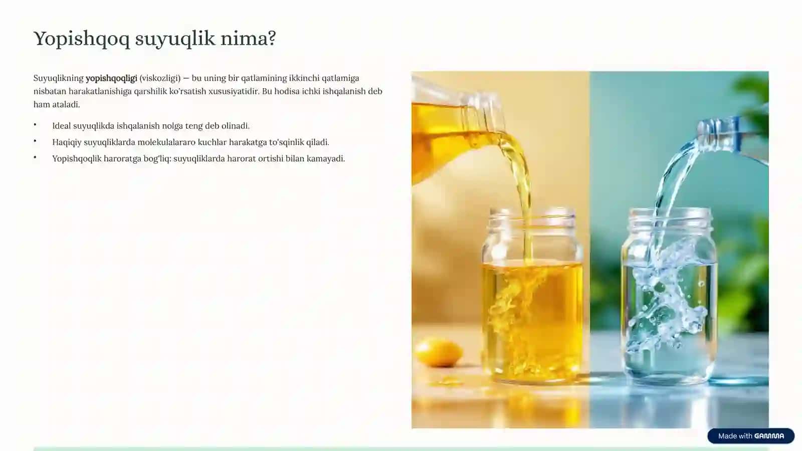 Yopishqoq suyuqliklarning dinamikasi va Navye-Stoks tenglamasi 2