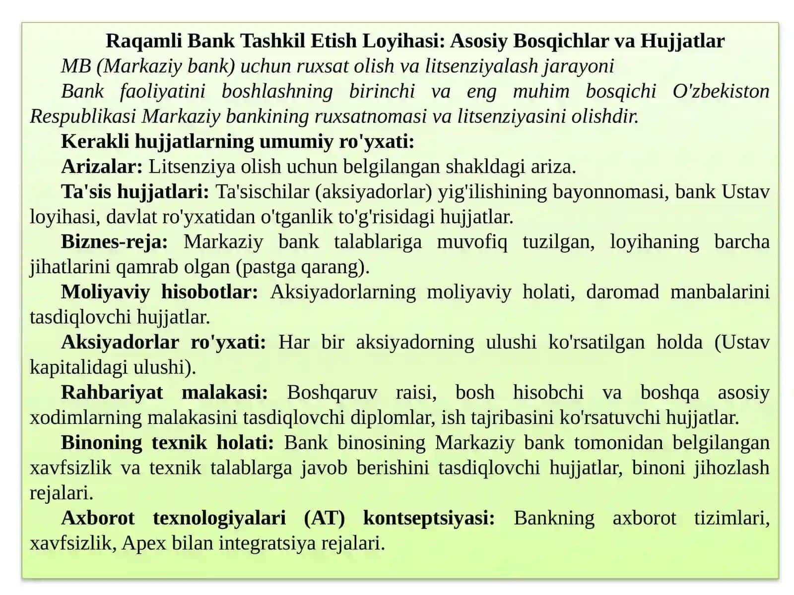 Raqamli Bank Ishi Oral Nazorat Ishi 2