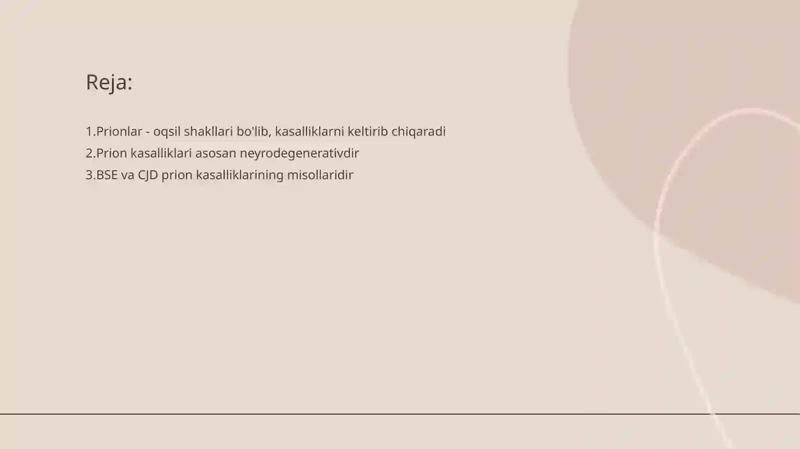 Prionlar haqida tushuncha, kelib chiqishi prion kasalliklari, amaliyotda ahamiyati. Oziq muhitlar, xromogen oziqli muhitlar, identifikasiyada qo’llanilishi 2