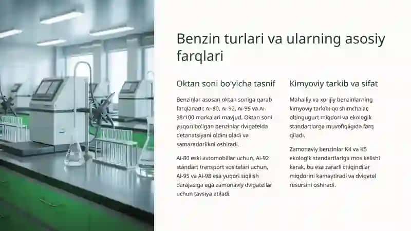 Mahalliy va Xorijiy Benzinlar Markalari va Ularning O'zaro Mos Keluvchanligi 2