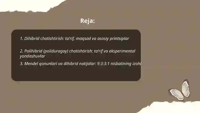 Di- va poliduragay chatishtirish. Allel bo'lmagan genlarning o'zat ta'siri. 2