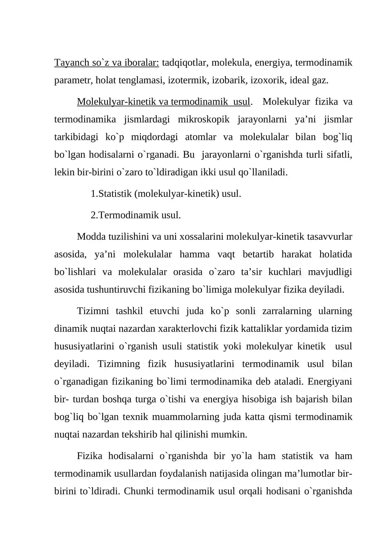 Molekulyar fizika va тermodinamika asoslari 2