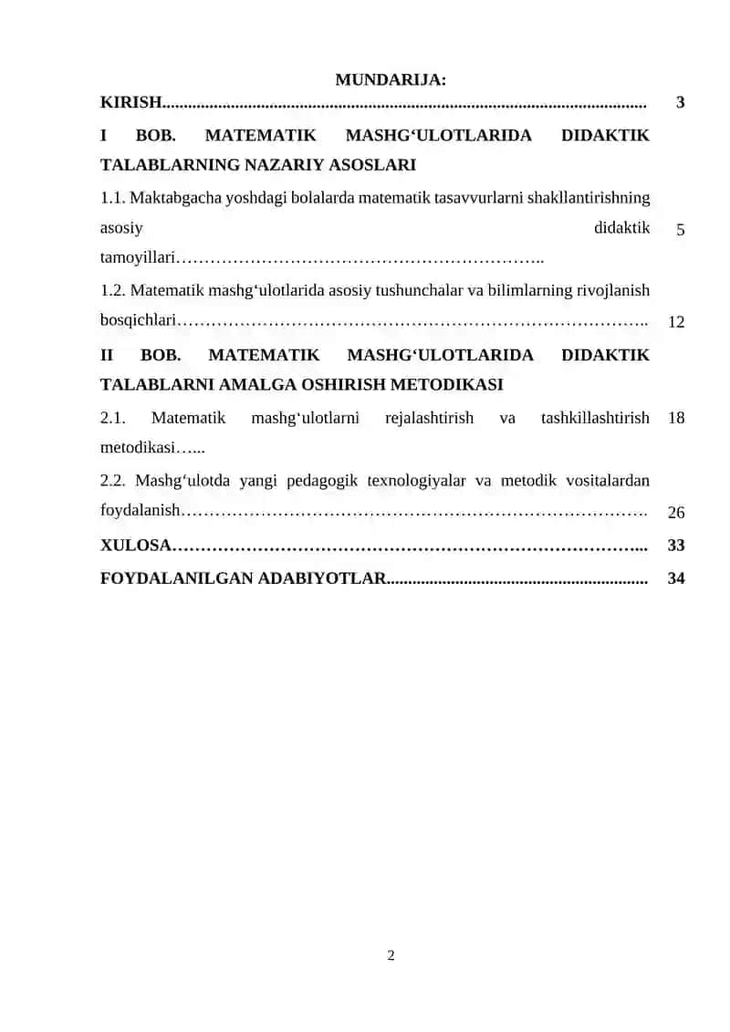 Matematik mashg'ulotlariga qo'yiladigan didaktik talablar 2
