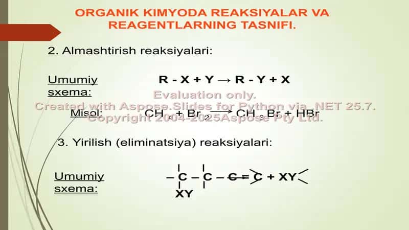 Organik kimyoda reaksiyalar va reagentlarning tasnifi 2
