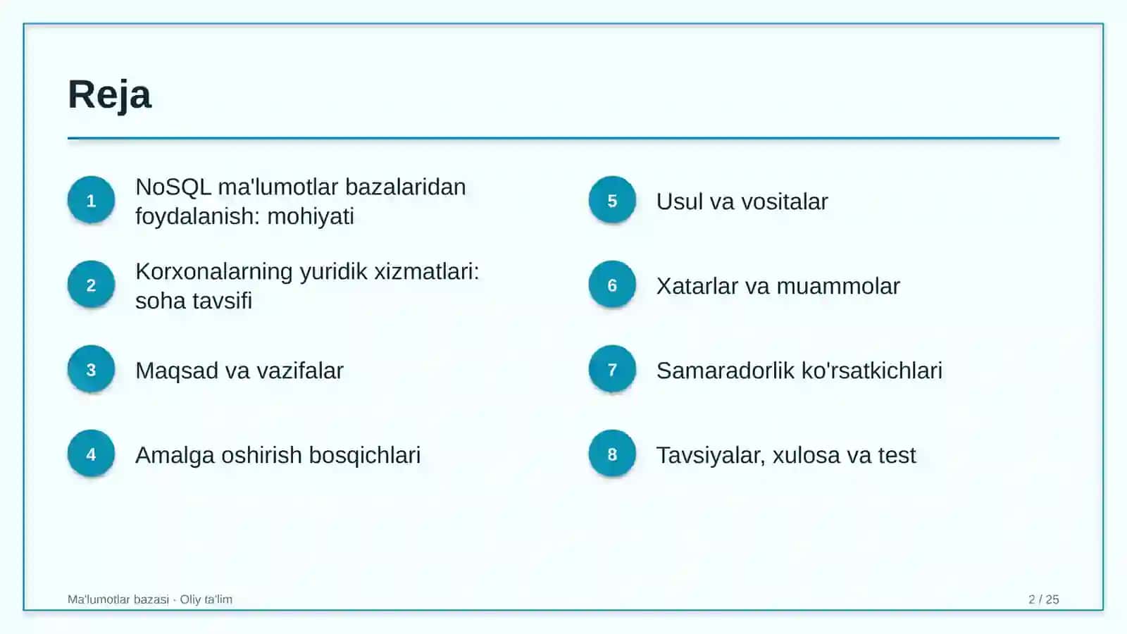 Korxonalarning yuridik xizmatlarida NoSQL ma'lumotlar bazalaridan foydalanish 2