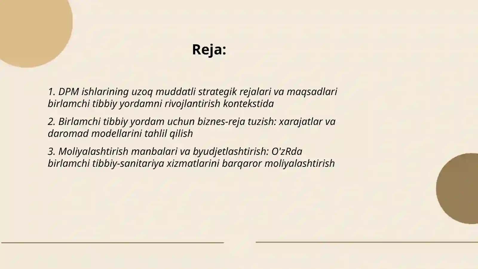 DPM ishlarining strategik rejalari va biznes rejalari 2