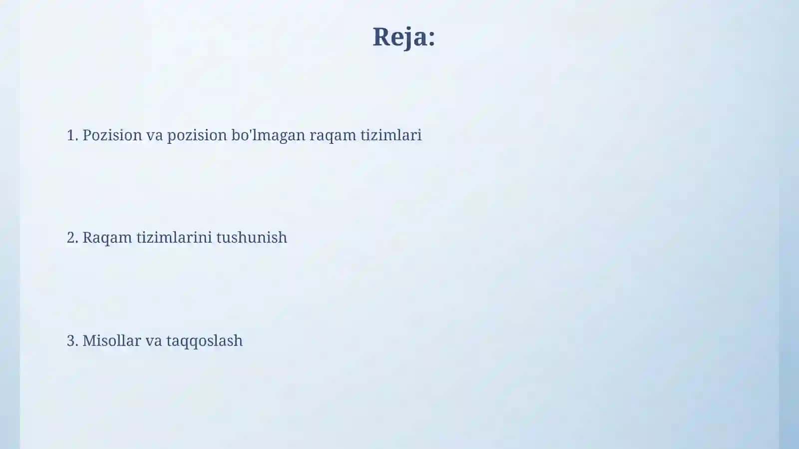 O'rinli Son Sistemalari 2