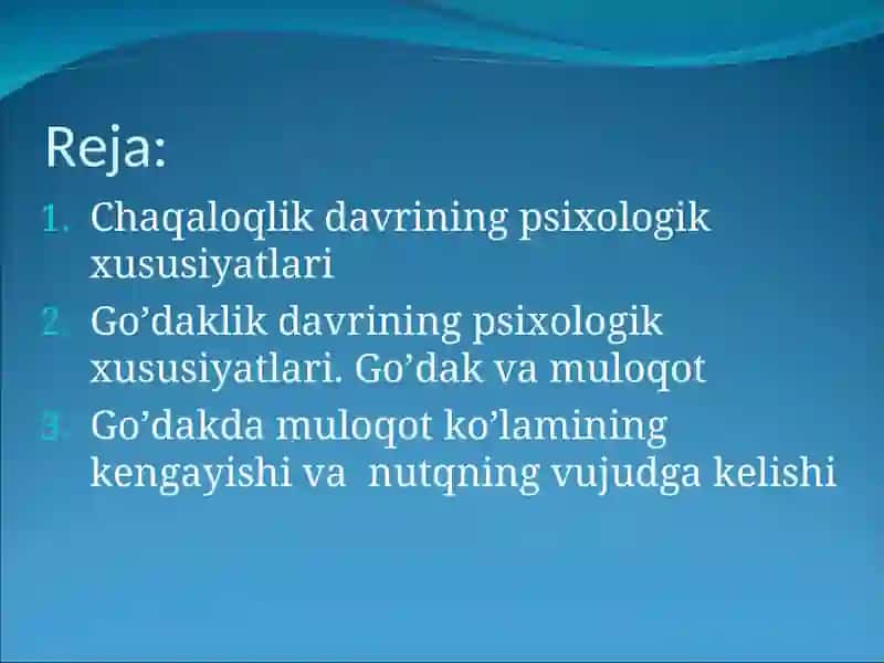 Chaqaloqlik davrining psixologik xususiyatlari 2