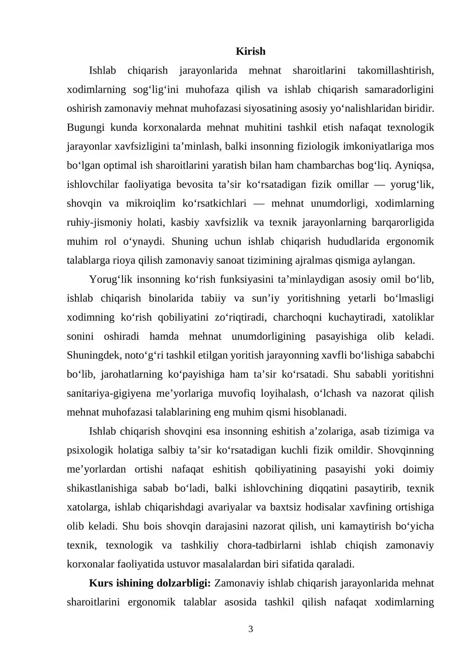ISHLAB CHIQARISHDA YORUG'LIK, SHOVQIN VA MIKROIQLIMNING ERGONOMIK TALABLARI 2