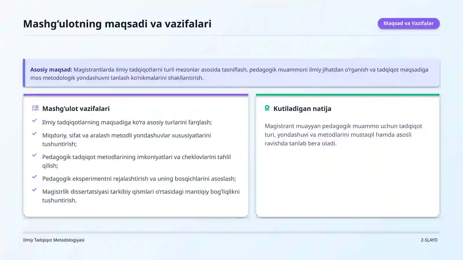 ILMIY TADQIQOTLARNI TASNIFLASHNING YONDASHUVLARI VA TAMOYILLARI 2