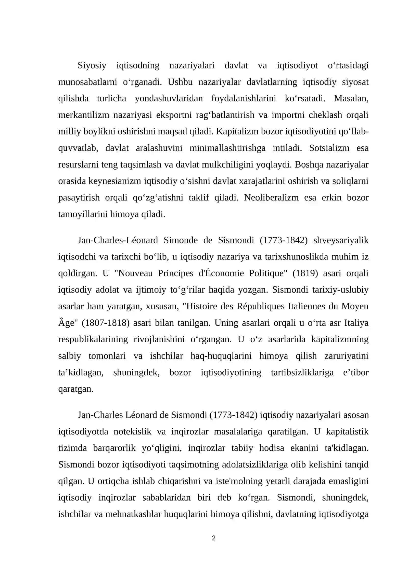 S.Sismondining iqtisodiy qarashlari 2