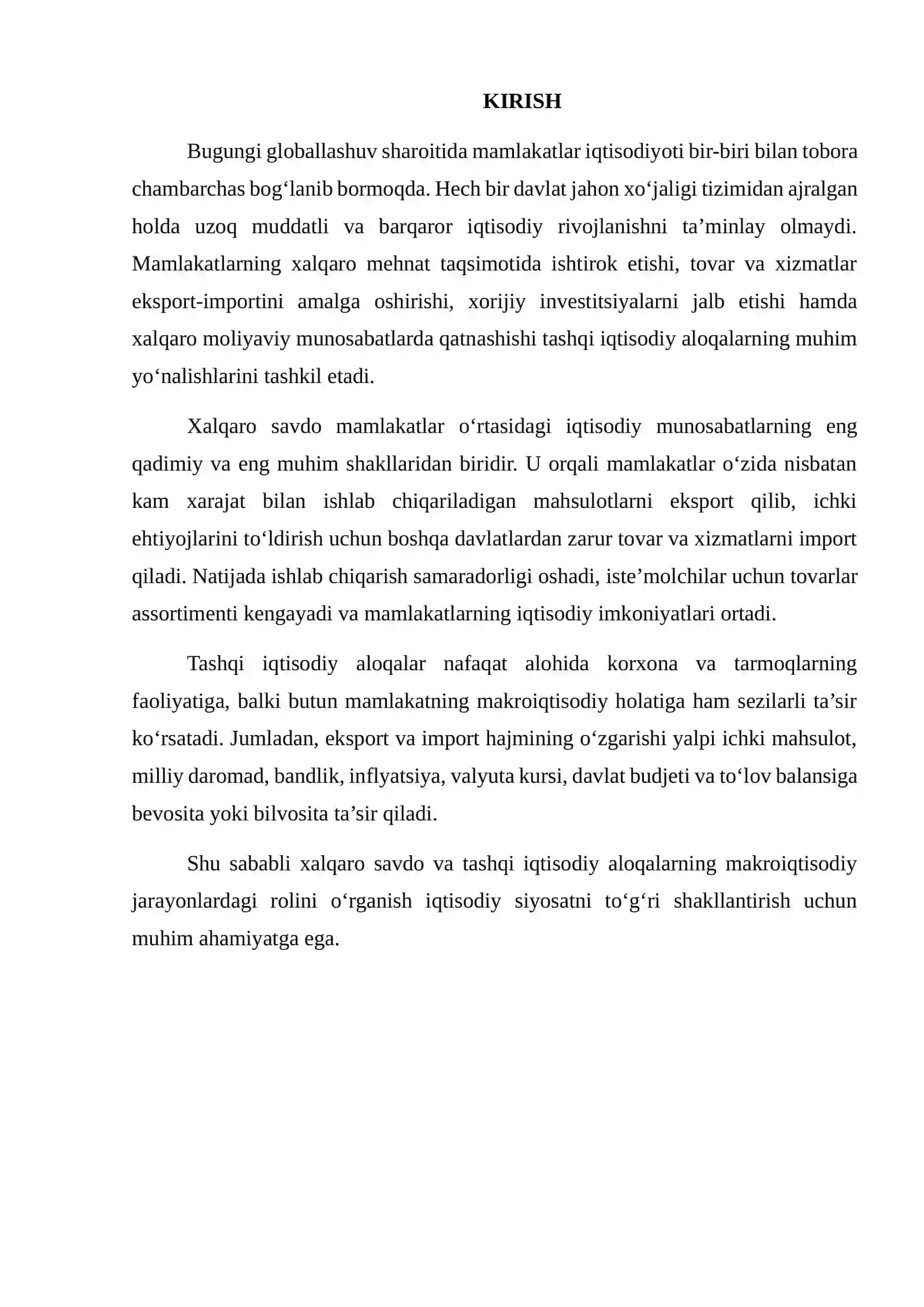 XALQARO SAVDO VA TASHQI IQTISODIY ALOQALARNING MAKROIQTISODIY JARAYONLARDAGI ROLINI TAHLIL QILISH 2