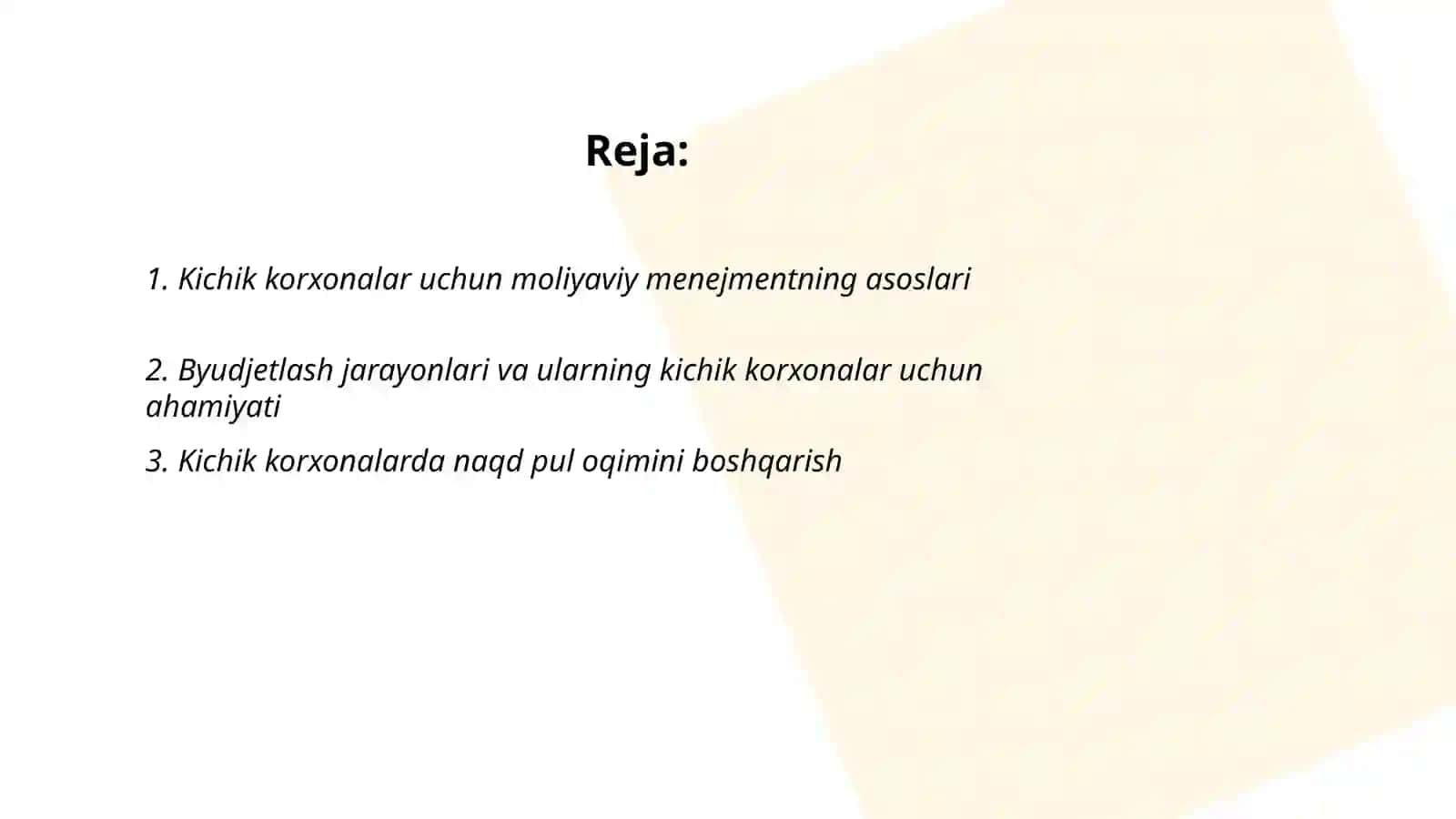 Kichik korxonalarda moliyaviy menejment xizmatlarini tashkil qilish xususiyatlari 2