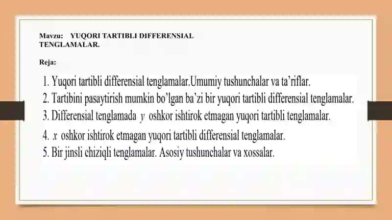 N-tartibli differensial tenglamalar 2