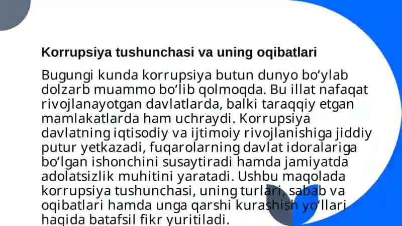 Korrupsiya tushunchasi va uning oqibatlari 2