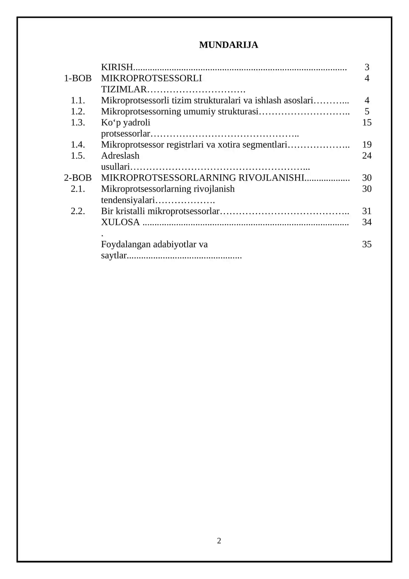 Mikroprotsessor va mikroprotsessor tizimlari 2