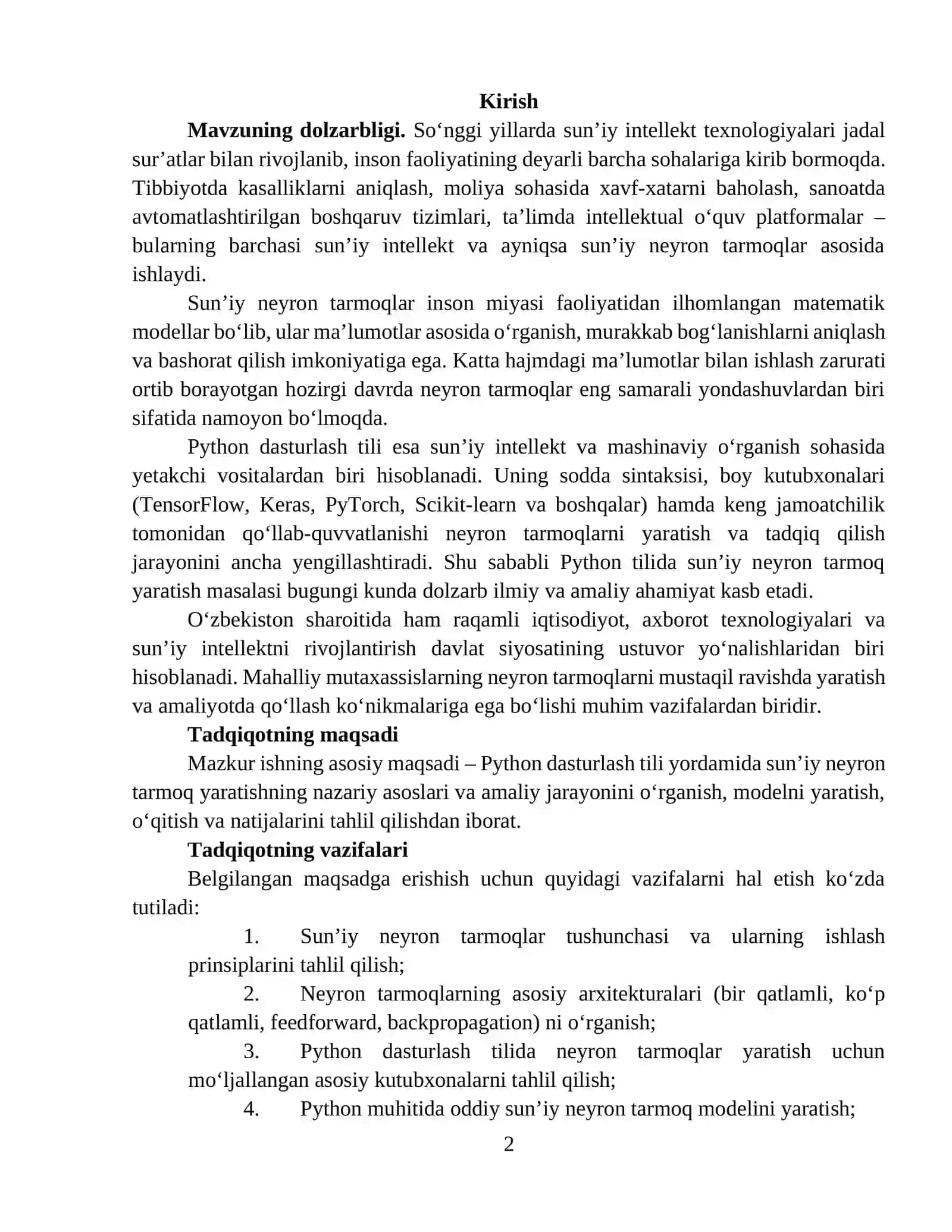 Python dasturlash tilida sun’iy neyron tarmoq yaratish 2