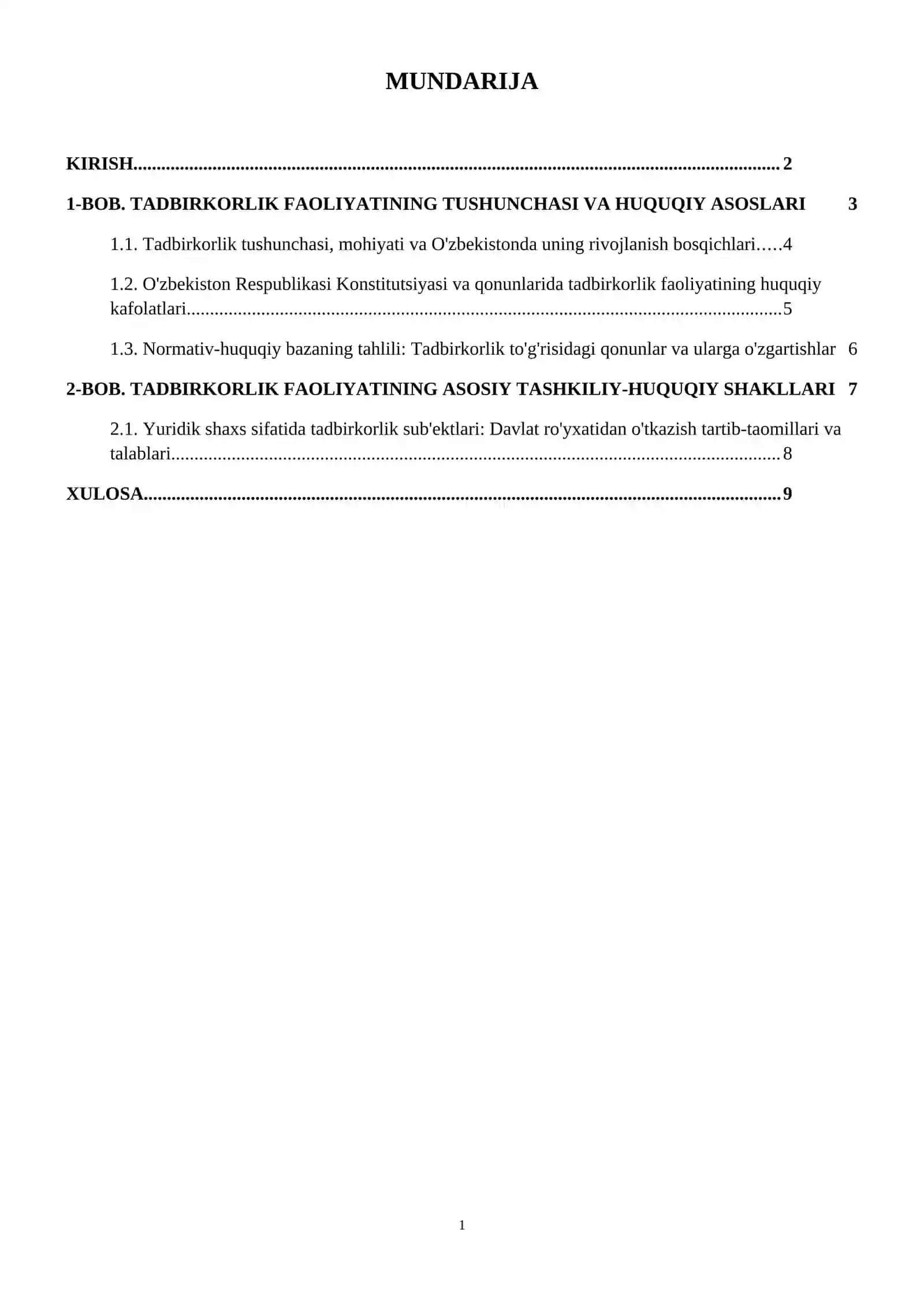 Tadbirkorlik faoliyatining tashkiliy huquqiy shakllari 2