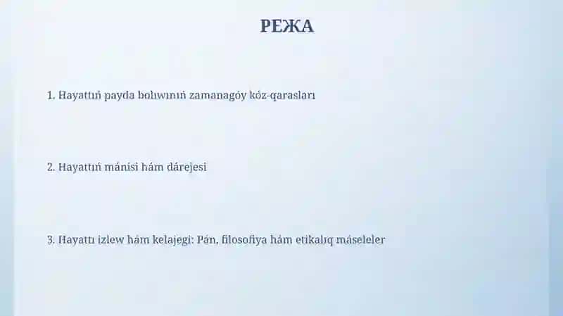 Hayattıń Payda Bolıwı Haqqında 2