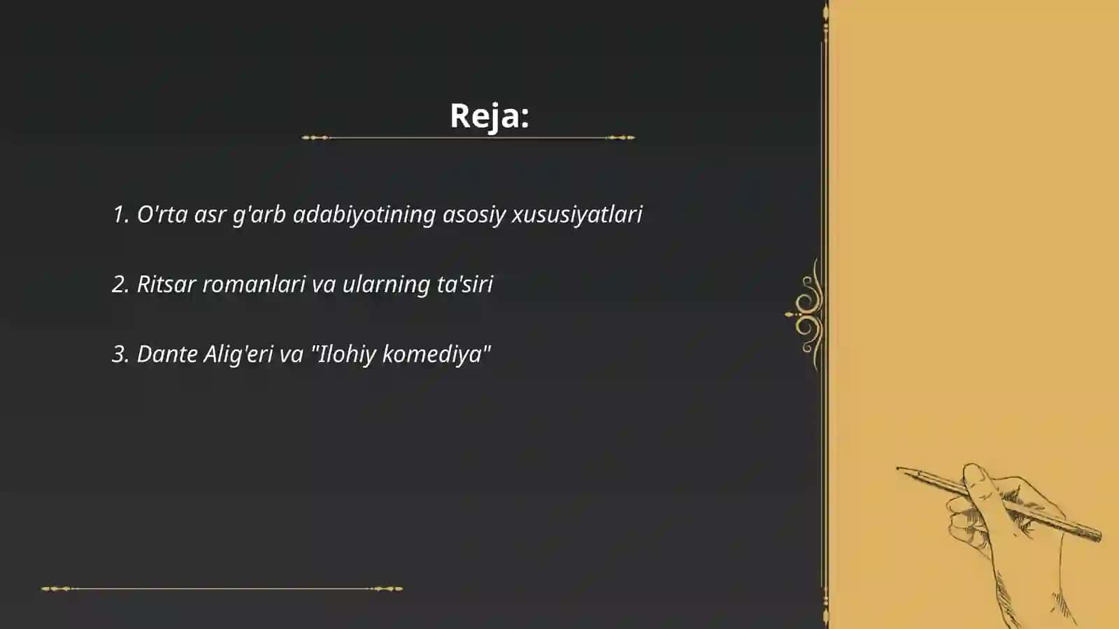 "O'rta asrlardagi g'arb adabiyoti" 2