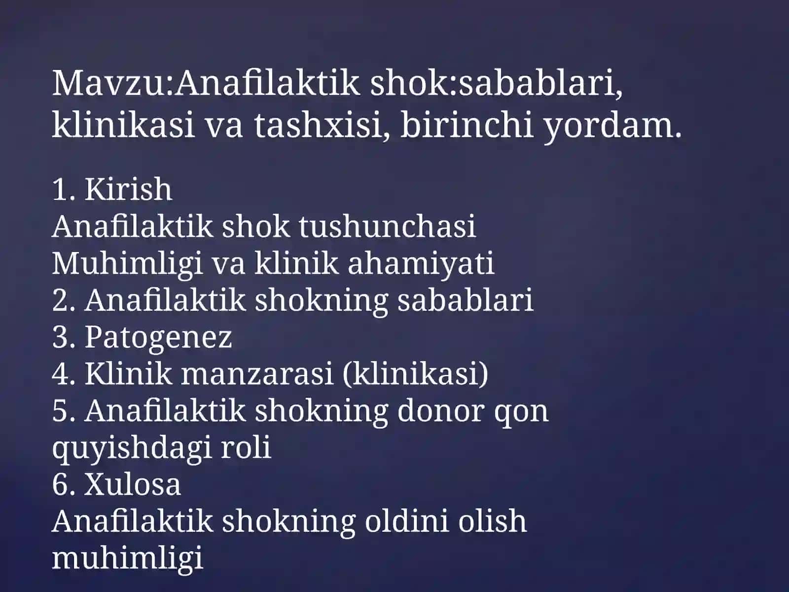 Anafilaktik shok:sabablari, klinikasi va tashxisi, birinchi yordam 2