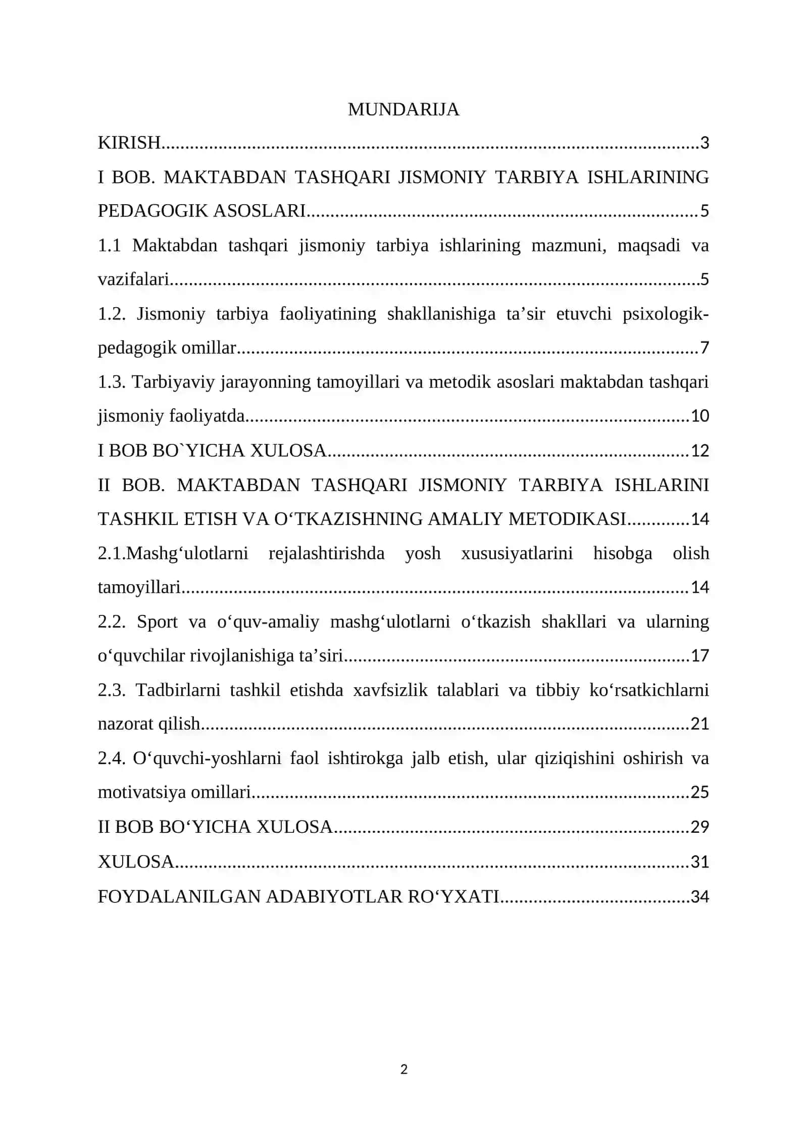 "SPORT VA HARAKATLI O’YINLARNI O’QITISH MEDODIKASI FANIDAN" KURS ISHI 2