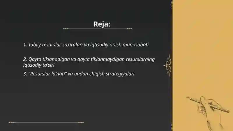 Tabiiy resurslar va iqtisodiy oʻsish 2