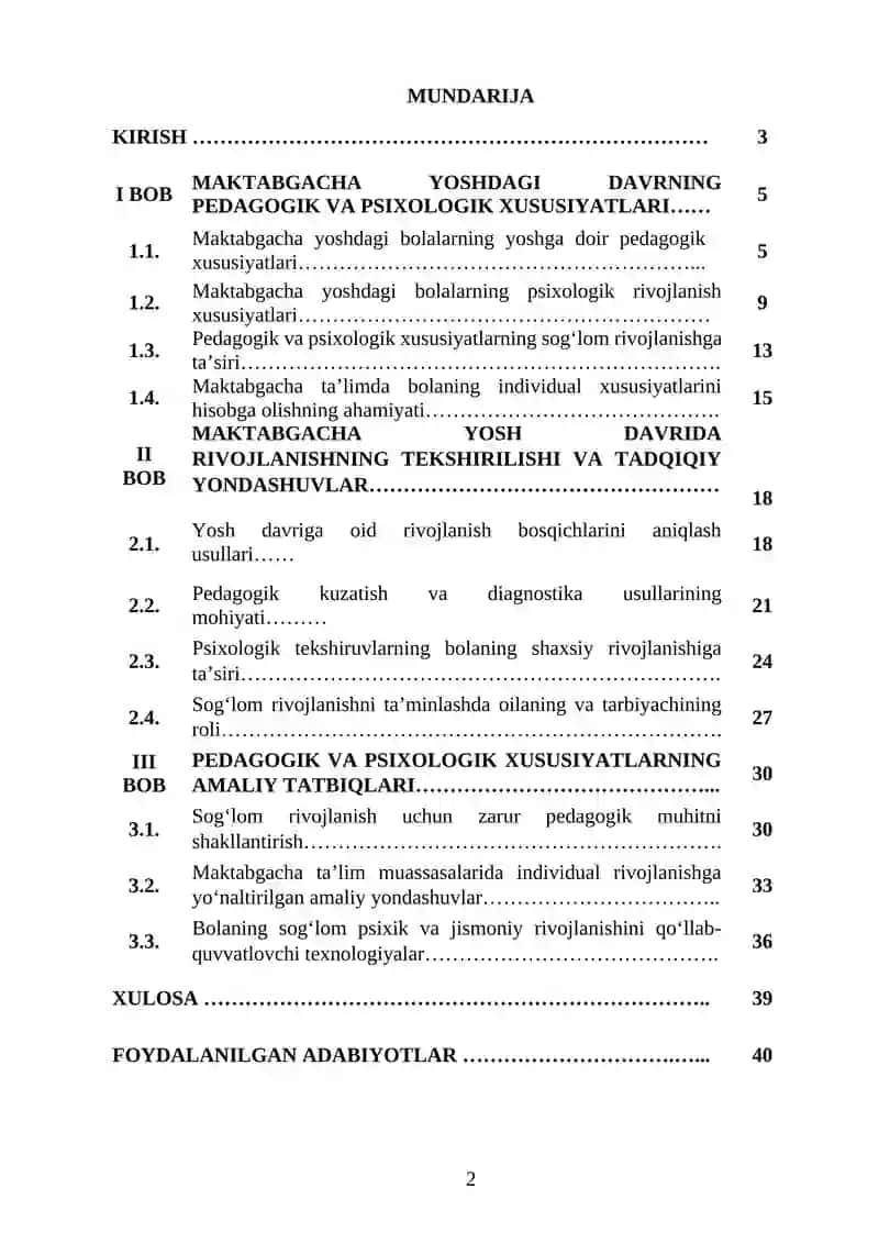 MAKTABGACHA YOSHDAGI BOLALARNING YOSHGA DOIR PEDAGOGIK VA PSIXOLOGIK XUSUSIYATLARI VA ULARNING BOLA SOGʻLOM RIVOJLANISHIDAGI AHAMIYATI 2