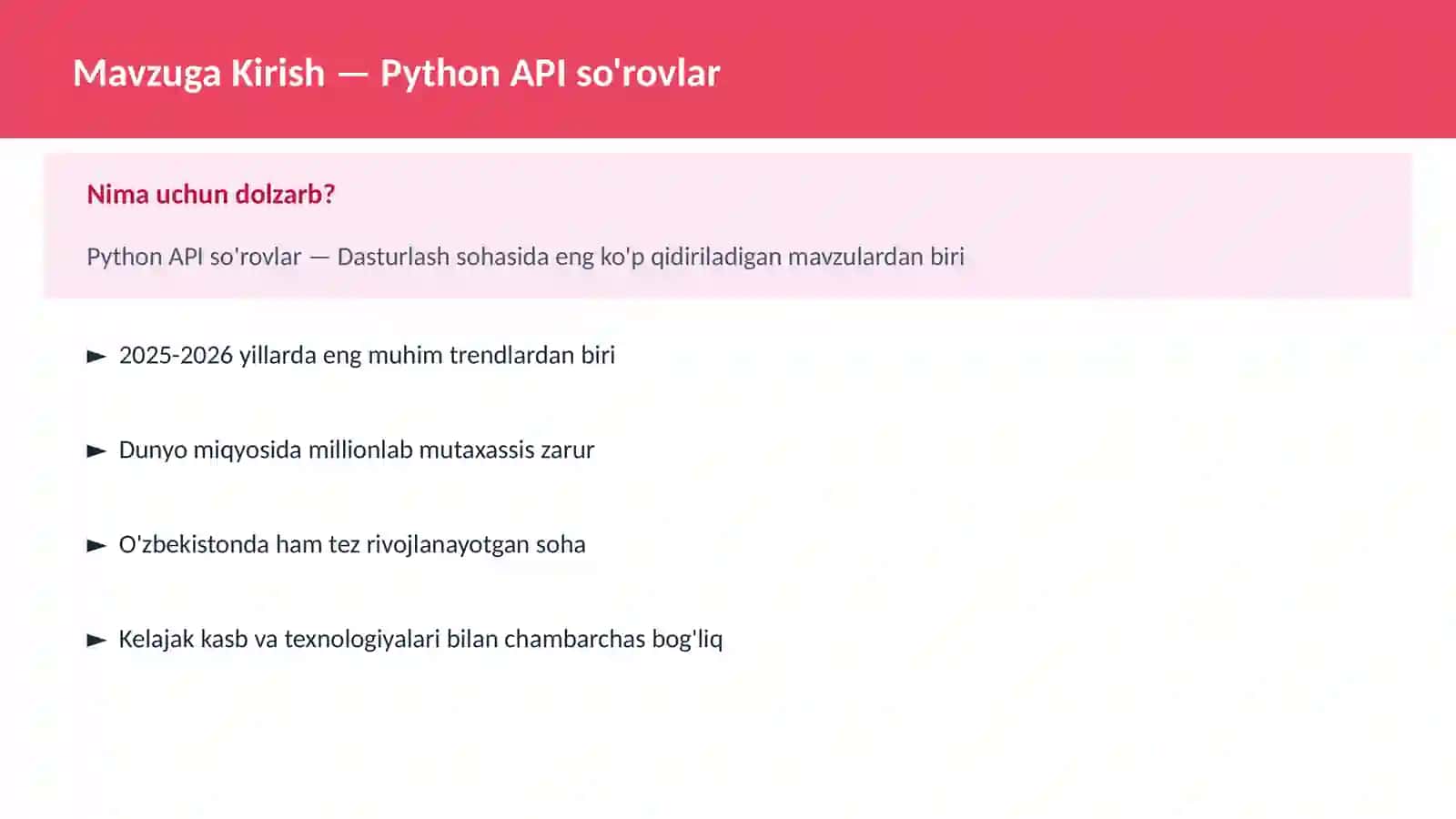 Python API so'rovlar 2