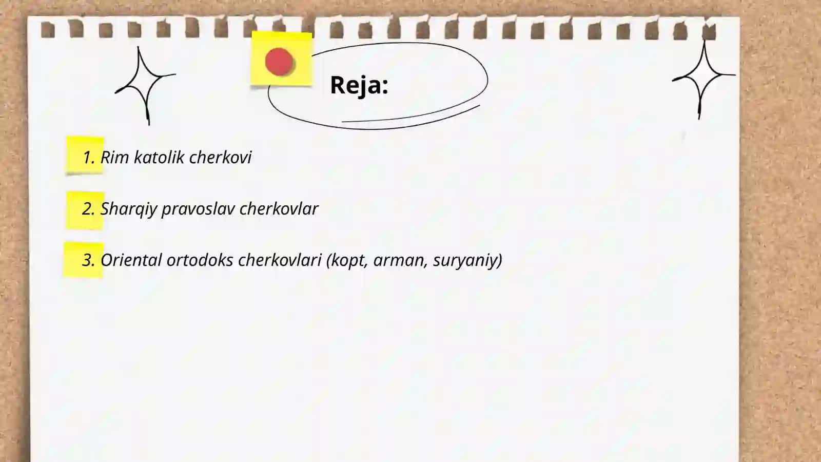 Xristian dinining yirik yoʻnalishlari va oqimlari 2