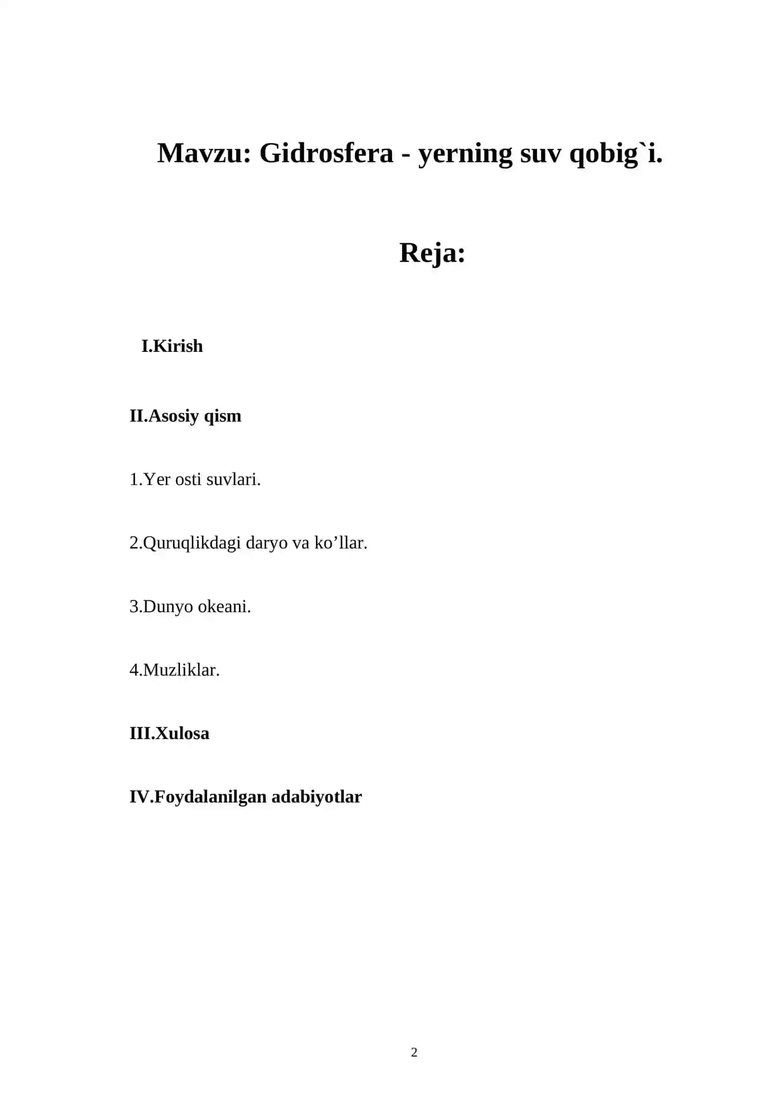 Gidrosfera kurs ishi 2