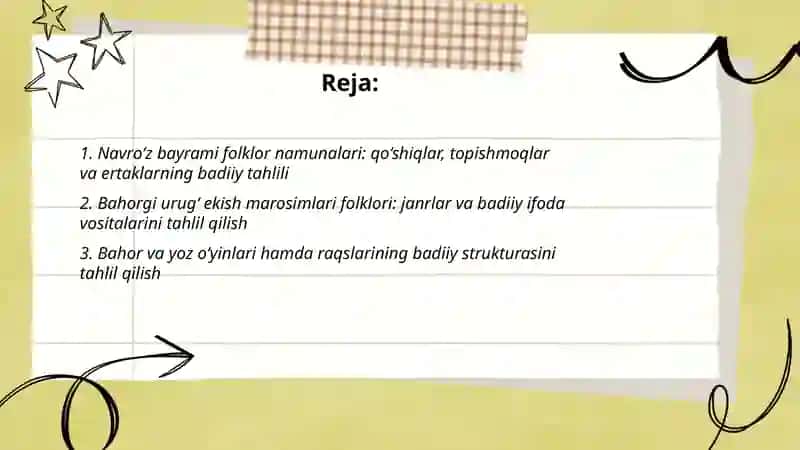 Mavsumiy marosim falklori namunalari badiiyati va ularning tahlili 2