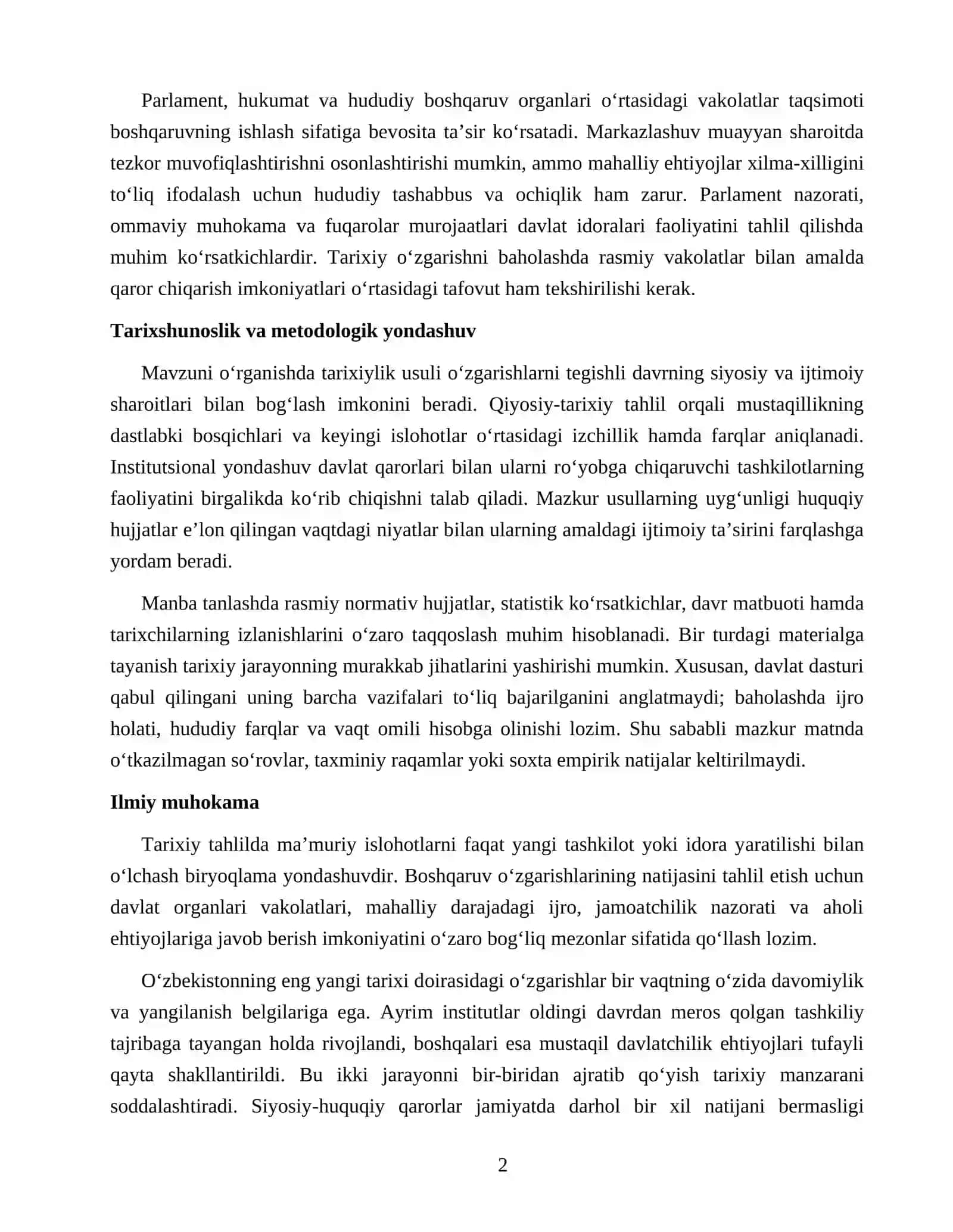 MUSTAQILLIK YILLARIDA O‘ZBEKISTONDA DAVLAT BOSHQARUVI TIZIMINING TAKOMILLASHUVI 2