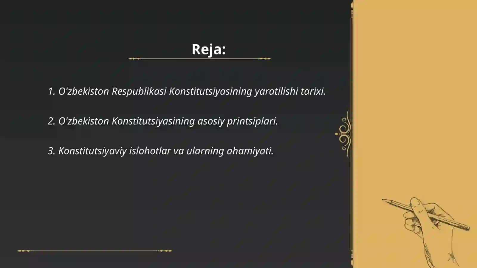 O'zbekiston Respublikasi Konistitutsiyasining yaratilishi takomilashuvi 2