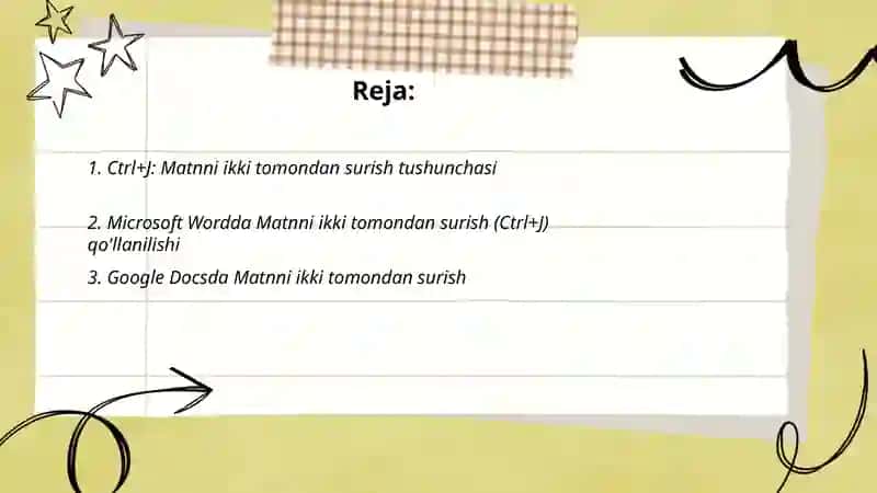 Matnni ikki tomondan surish (justify) 2