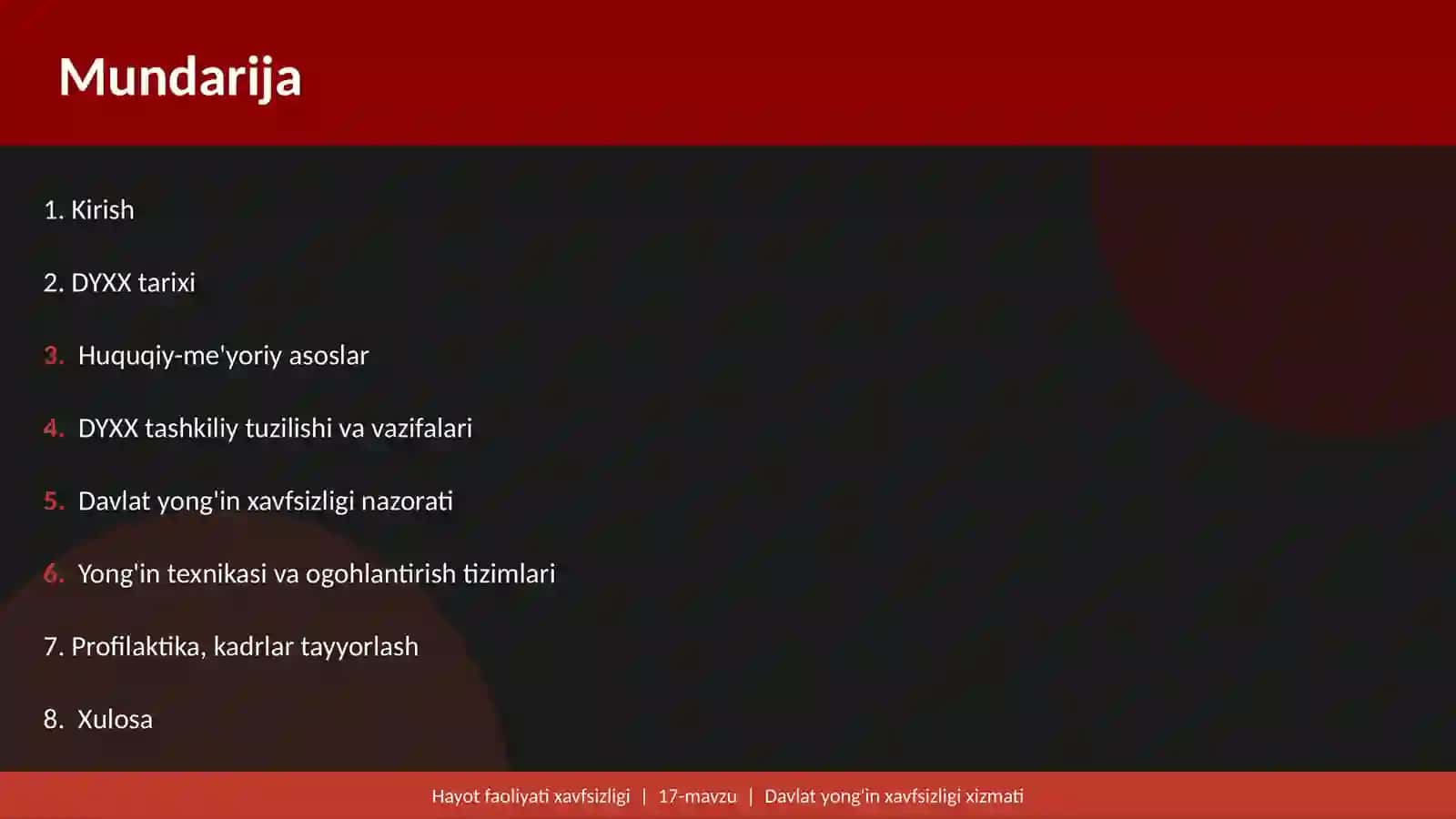 HAYOT FAOLIYATI XAVFSIZLIGI 2