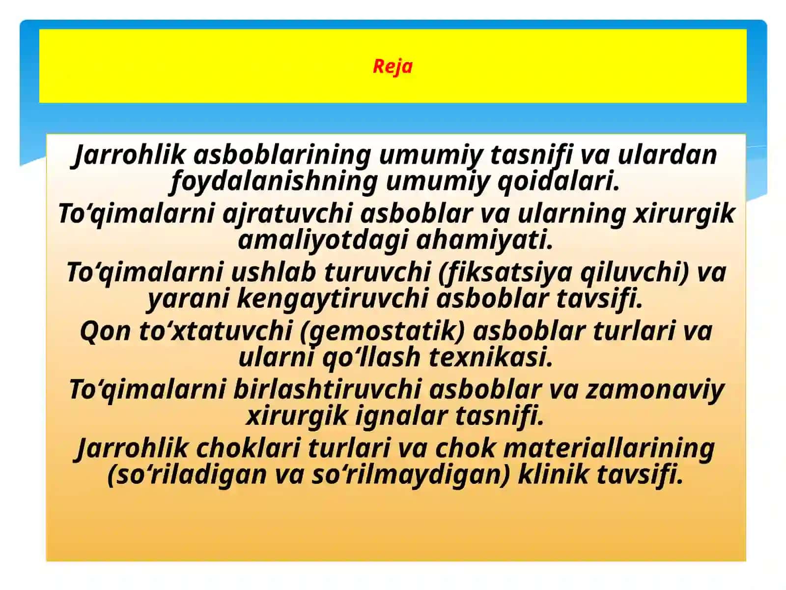 Jarrohlik asboblarining tibbiy qoidalari 2