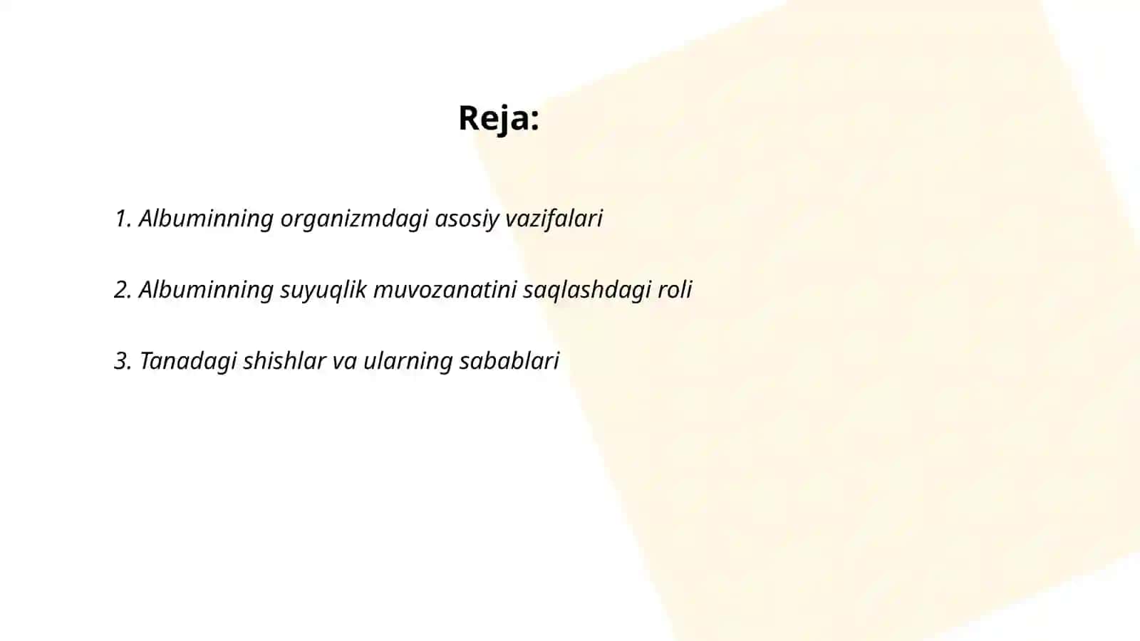 Albuminning tana suvi taqsimlanishi 2