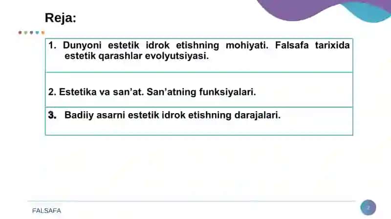 Nafosat falsafasi (Estetika) 2