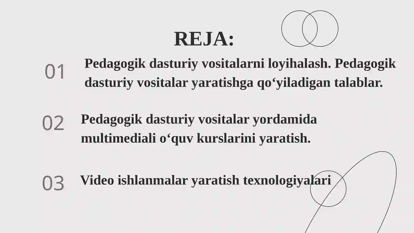 Pedagogik dasturiy vositalar va nazorat testlarini yaratuvchi dasturlar 2